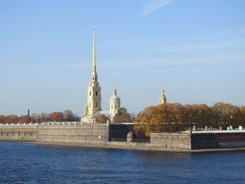 View of river with buildings in background