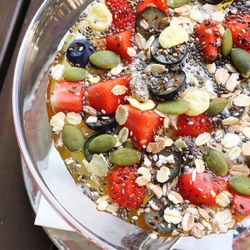 High angle view of ice cream in bowl