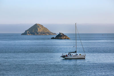 Scenic view of sea against clear sky