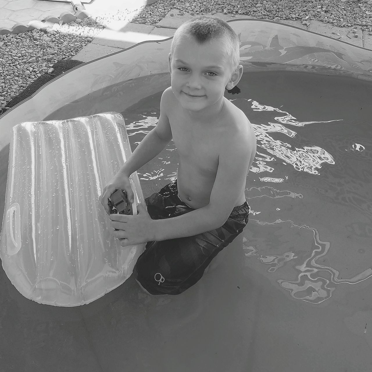 Young male in pool