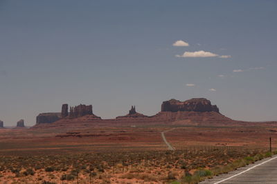 Scenic view of monument valley against sky