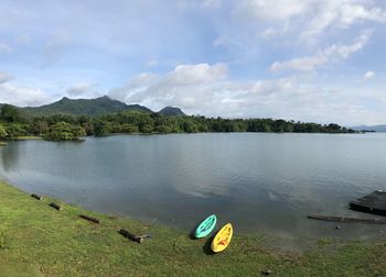 Scenic view of lake against sky