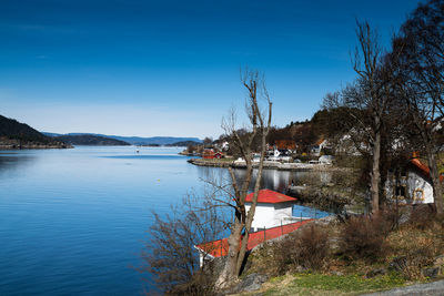 Scenic view of calm sea against clear sky