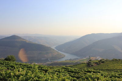 Scenic view of mountains against clear sky