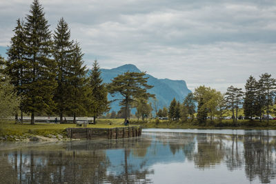 Scenic view of lake against sky