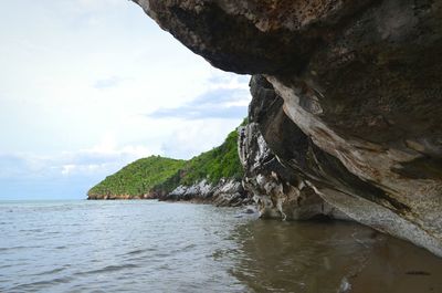 Scenic view of sea and rock formation