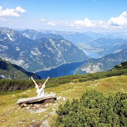 Scenic view of mountain range against sky