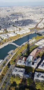 High angle view of bridge over river