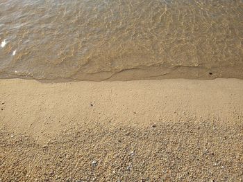 High angle view of sand on beach