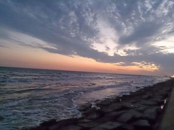 Scenic view of sea at sunset