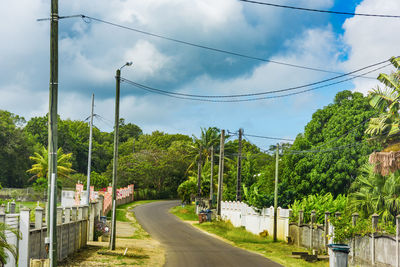 Road by trees against sky