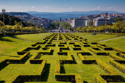 Eduardo vii park in a beautiful early spring day at the city of lisbon in portugal