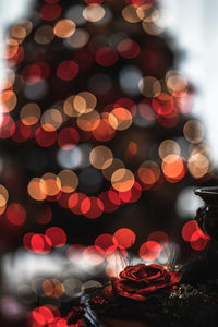 Close-up of illuminated christmas lights at night