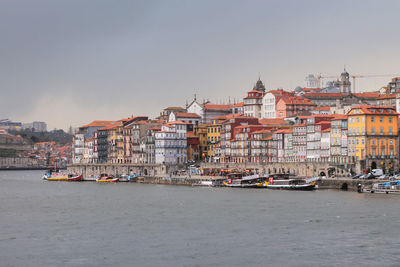 View of cityscape against clear sky