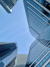 Low angle view of modern buildings against sky