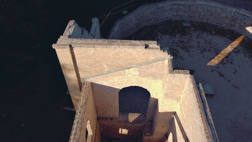 High angle view of old bridge