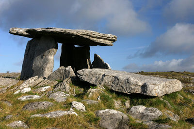 Polnabrone dolman, ancient tomb in the burren, west of ireland 