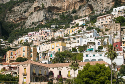 Colored houses in the center of positano, campania, italy