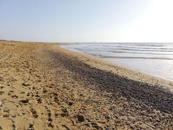 Scenic view of beach against clear sky