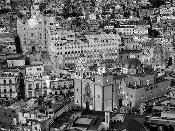 High angle view of buildings in city