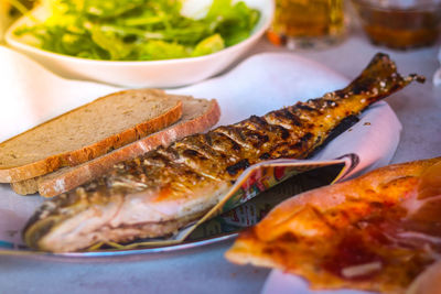 Close-up of food in plate on table