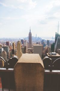 High angle shot of cityscape against the sky