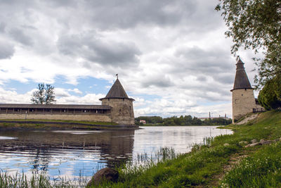  pskov kremlin at the confluence of two rivers, the great and pskov in russia