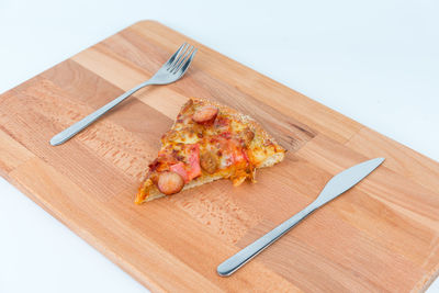High angle view of food on cutting board