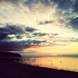 Scenic view of sea at sunset