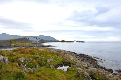 Atlantic oceanic road bridge on a cloudy day