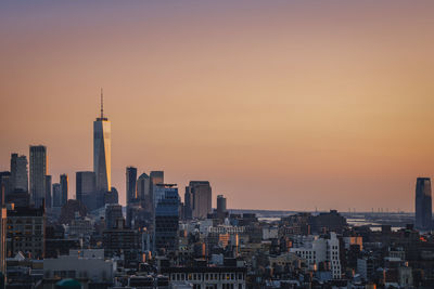 View of buildings against sky during sunset