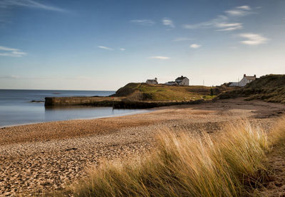 The beach at seaton sluice, northumberland, england.