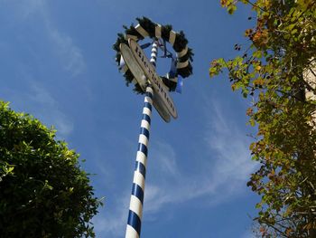 Low angle view of built structure against blue sky