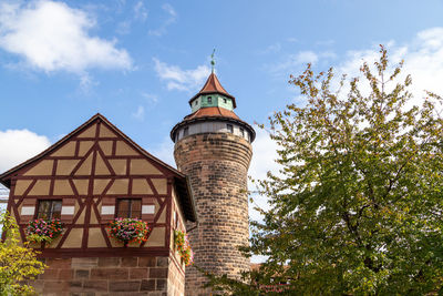 Low angle view of traditional building against sky