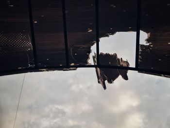 Low angle view of silhouette building against sky