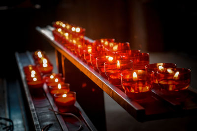 Close-up of illuminated candles