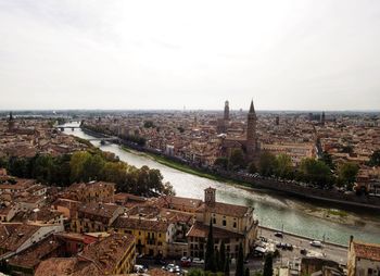 High angle view of buildings in city