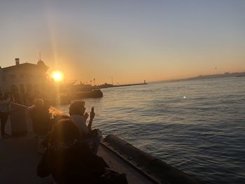 Scenic view of sea against sky during sunset