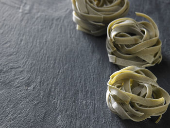 Close-up of pasta on slate