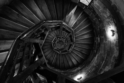 High angle view of spiral staircase