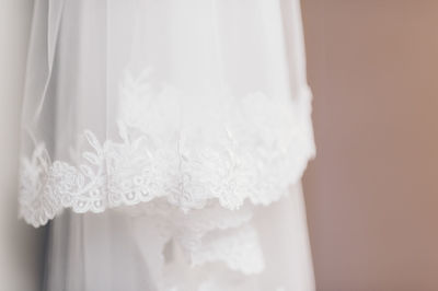 Close-up of wedding dress