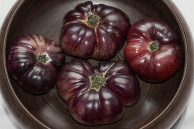 High angle view of fruits in bowl