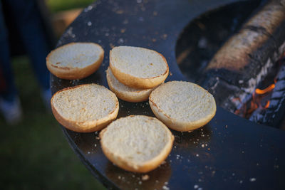 Close-up of food on barbecue grill