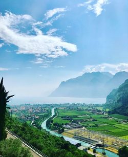 High angle view of landscape against sky