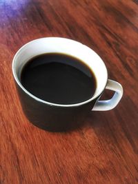 High angle view of coffee on table