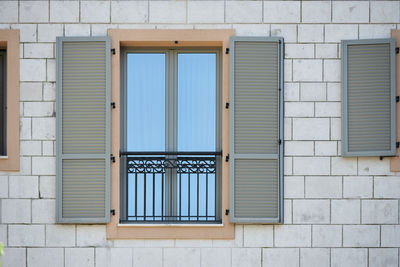 Closed door of building