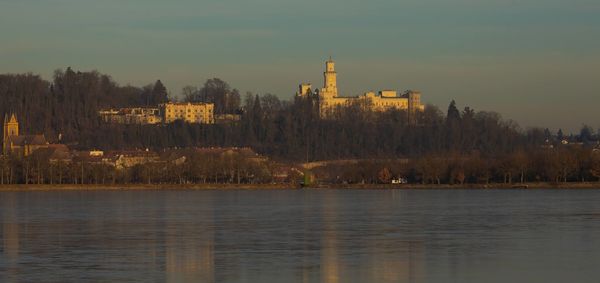 View to hluboka castle over the lake