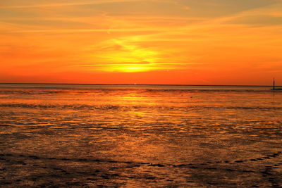 Scenic view of sea during sunset