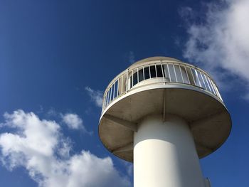 Low angle view of lighthouse against sky