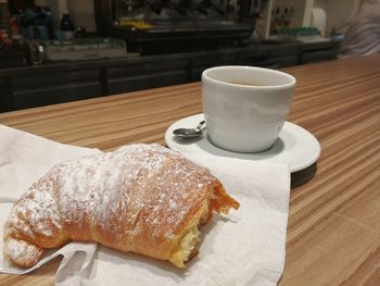 Close-up of breakfast on table